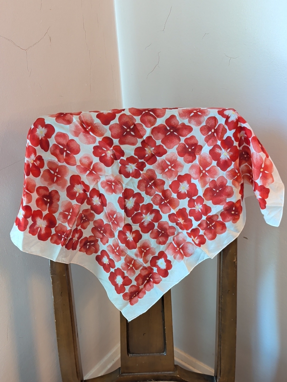 GAP Botanical Red and White Silk Scarf